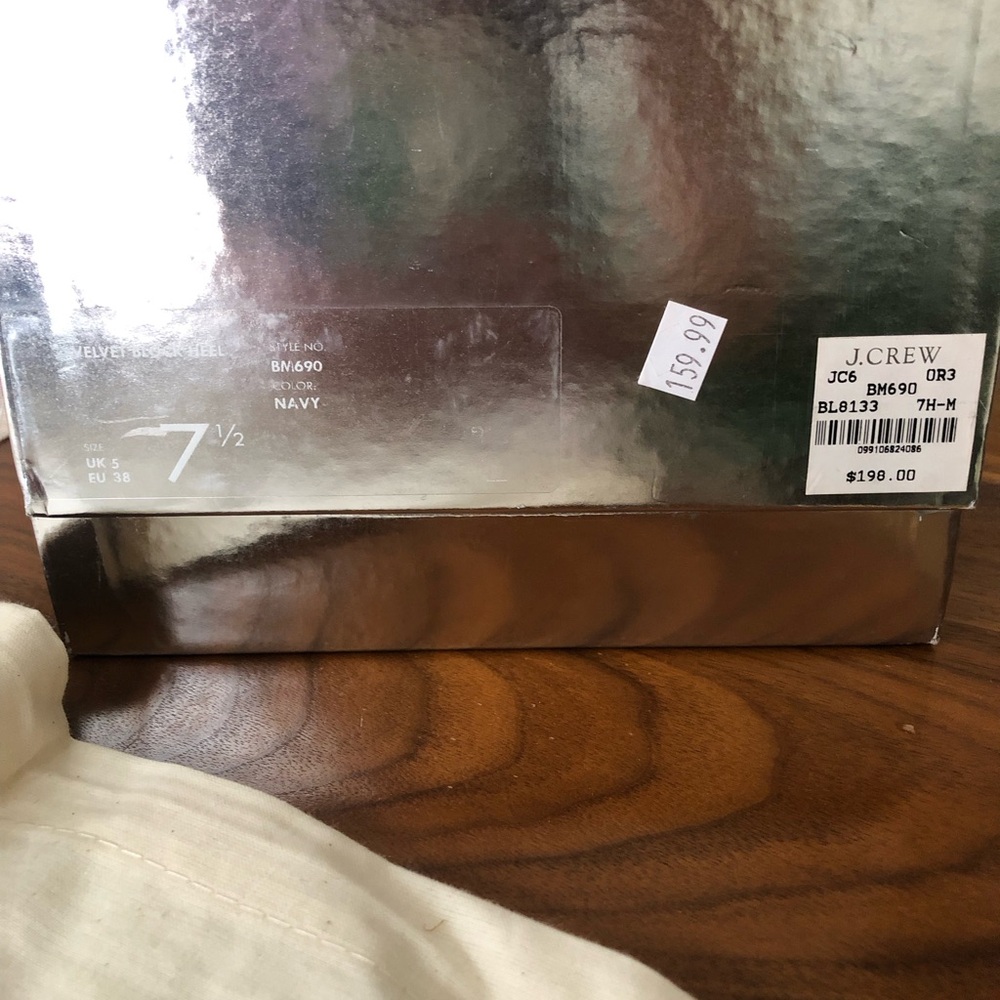 J. Crew Blue Velvet Heels with Curved Strap - Picture 4 of 5